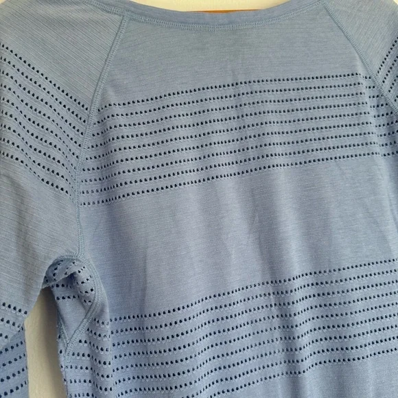 Athleta Sky Blue Perforated Knit Top - Picture 3 of 6